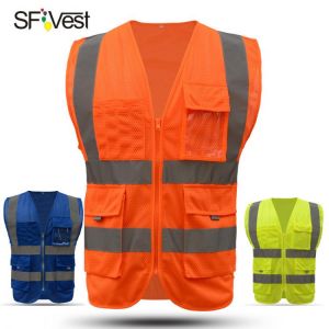 SFVEST HI VIS VIZ EXECUTIVE VEST HIGH VISIBILITY WORK WAISTCOAT REFLECTIVE SAFETY TOP ORANGE YELLOW BLUE FREE SHIPPING