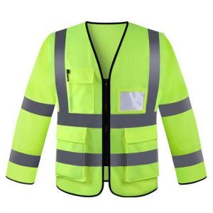 Night Traffic Safety Reflective Vest Construction Fluorescent Jacket Sanitation Workers Workwear Clothes Long Sleeves
