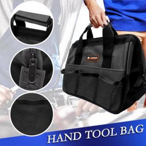 Tool Bag Portable Canvas Storage Bag For Electrician Waterproof Wear-Resistant Strong Tool Storage Close Top Wide Mouth Toolkit