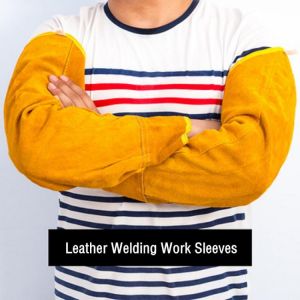 Leather Welding Work Sleeves for Men Women Cowhide Leather Non-stick Liner Heat Flame Resistant Arm Protection Welding