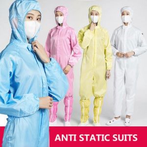 Unisex Hooded Coverall Anti-static Dustproof Work Suit Chemical Protective Clothing Isolation Safety Clothes Oil-Resistant Workw