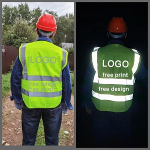 Hi Vis Vest High Visibility Waistcoat Reflective Tape Zip Up ID Badge Safety Top Construction Work Night Motorbike Custom Print