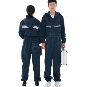 Reflective Denim Work Uniform Flame Retardant Welding Clothes Jumpsuit Coveralls Overalls Auto Repairman Machine Electric Welder