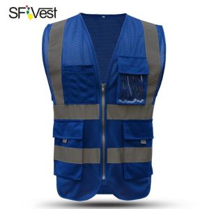 SFVEST MENS WOMEN HI VIS VIZ EXECUTIVE VEST WAISTCOAT TWO INCHES WIDTH REFLECTIVE SAFETY LARGE POCKETS  FREE DELIVERY