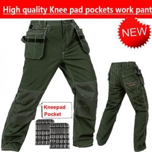 Bauskydd mechanic army green cargo pants with knee pads work clothes