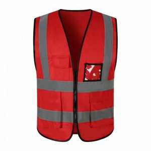 Safety vest in Red Enhanced High Visibility Zipper Front Safety Working Vest For Men with Pockets Reflective 3XL Warehouse