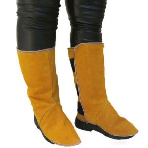 Cowhide Leather Welding Covers 32cm Long Welding Protective Shoes Feet Cover for Welder, Flame Resistant Foot Safety Protection