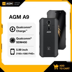 OFFICIAL AGM A9 JBL Co-Branding 5.99" FHD+ 4G+32G Android 8.1 Rugged Phone 5400mAh IP68 Waterproof Smartphone Quad-Box Speake