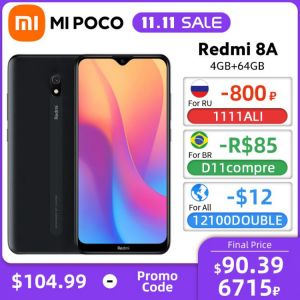 Global ROM Xiaomi Redmi 8A 4GB RAM 64GB ROM 5000mAh 8 A Snapdargon 439 Octa Core 12MP Camera OTA Update Mobile Phone Type-C
