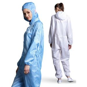Unisex One-piece Coveralls Clean Clothes Hood Cleanroom Garments Clean Dust-proof Paint Static clothing Work Protection