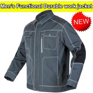 Bauskydd High quality durable Mens multi pocket dark grey  work  jacket workwear mechanic construction Jacket men  free shipping