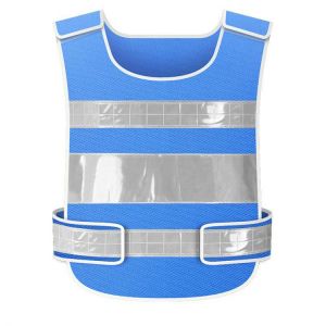 Reflective Safety Vest Blue hi vis Workwear Jacket Adjustable With Hook*loop