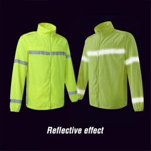 Unisex Long Sleeve High Visibility Reflective Safety Clothing Riding Sunscreen Windbreaker Quick Dry Outdoor Cycle Work Clothes
