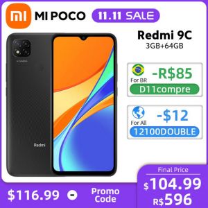Global Version Xiaomi Redmi 9C 3GB RAM 64GB ROM Mobile Phone MTK Helio G35 Octa Core 6.53" 13MP Camera 5000mAh Battery Cellph