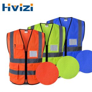 Safety Vest Reflective With Pockets Zipper High Visibility Reflective Stripes Multi Pockets Hi vis Mesh Vest For Men And Woman