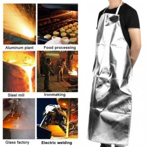 Heat Resistant Apron 1000 °C Heat Resistant Aluminum Foil Apron High Temperature Working Apron Heat Resistant Aluminum Apron