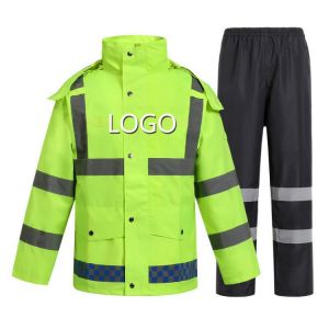 Traffic Raincoat Duty Fluorescent Green Reflective Adult Waterproof Outdoor Clothing Road Administration Cycling Suit