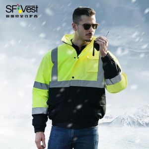 Men's Two Tone High Visibility Winter Jacket Waterproof Reflective Safety Bomber Jacket Workwear  free shipping