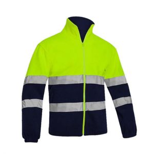 Men's Two Tone High Visibility Reflective Polar Fleece Jacket Safety Jacket Warm Work Wear