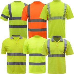 Summer High visibility safety work shirt breathable work clothes safety reflective t-shirt  safety polo shirt free shipping