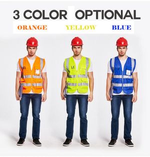 SFVEST HI VIS VIZ EXECUTIVE VEST HIGH VISIBILITY WORK WAISTCOAT REFLECTIVE SAFETY FLUORESCENT ORANGE YELLOW BLUE FREE POST