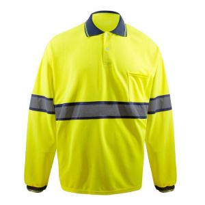 ZUJA Safety Shirt Hi-Viz Safety Yellow Long sleeve reflective t-shirt Strip Fabric Work Wear for Men