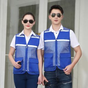 High Visibility Reflective Multi-Pocket Mesh Vest Safety Outdoor Work Tops Construction Security Guard Volunteers Waistcoats 4XL