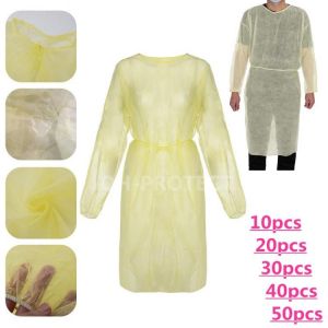 Yellow disposable protective isolation clothing, drop-proof, waterproof, oil-proof, protective clothing for nurses 10/20/30/40/5