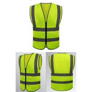 1pc Neon Security Safety Vest High Visibility Reflective Stripes Orange & Yellow