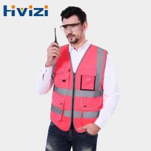 High Visibility Pink Safety Vest For Men Women Hi Vis Vest With Zipper And Pockets  Construction Vest With Reflective Stripes