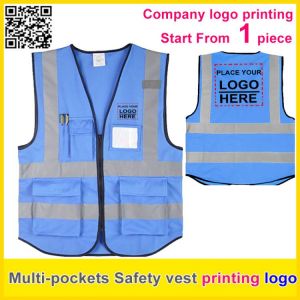 SPARDWEAR Custom printing company  logo security vest Safety reflective blue vest work vest  traffic uniform  free shipping