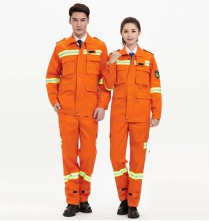 Forest firefighter uniform 100% cotton protective work clothes set Labor engineering Flame retardant insulation Reflective strip