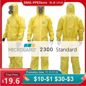 MG2300 Protective Coverall 3-panel Hood Jumpsuit Isolation Light Acid Alkali-proof PE Coating Laboratory SGS EN1149-5:2008