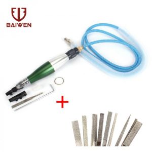 Ultrasonic Pneumatic Mirco Grinder Pencil Micromotor System Air Reciprocating Oscillating File Lapping Tools with 10pcs Files