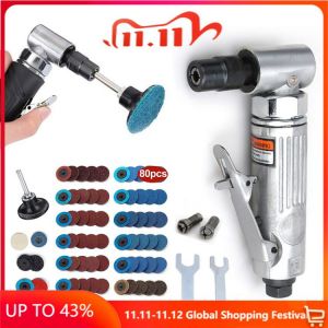 1/4 inch Air Angle Die Grinder 90 Degree Pneumatic Grinding Machine  Polisher Mill Engraving Machine with Sanding Discs Tool