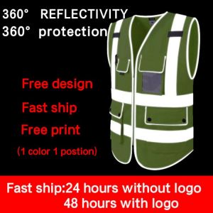 Multi Pocket Reflective Safety Vest Riding Traffic Vest Class 3 Ansi Uniform Construction Vest Breathable Mesh for Women Bike