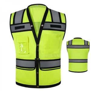 Hi Vis Mesh Safety Vest Reflective Botton Front High Visibility Workwear Work Vest For Men And Women
