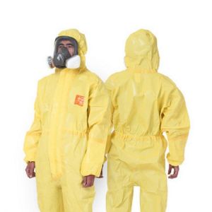 Work 3000 Yellow Chemical Resistant Hooded Coverall Sulfuric Acid Alkali Safety Protective Laboratory Biochemistry Clothing