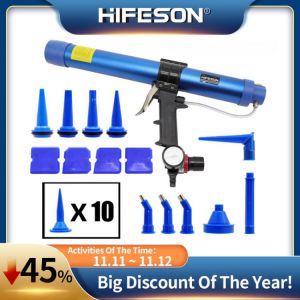 HIFESON Pneumatic Sealing Gun 400/600ml Air Gun Valve Silicone Sausage Caulking Tool Caulking Nozzle Glass Rubber Grouting Tool