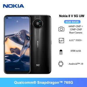 Nokia 8 V 5G UW  Smartphone 6.81" FHD+ Qualcomm Snapdragon 765G 6GB Ram 64GB 64 MP Camera 4500mAh Battery Android Mobile Phon