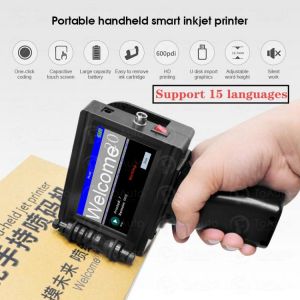 15 Languages Handheld Inkjet Printer 12.7mm 600DPI Touch Screen Logo Qr Bar Batch Code Date Number Label Printer with Sensor