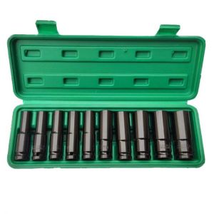 10Pcs 10-24Mm 1/2 inch Drive Deep Impact Socket Set Heavy Metric Garage Tool For Wrench Adapter Hand Tool Set
