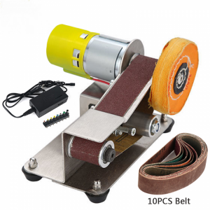 110V/220V Mini Electric Belt Sander DIY Polishing Grinding Machine Cutter Edges Sharpener Multifunctional Grinder 10PCS Belt