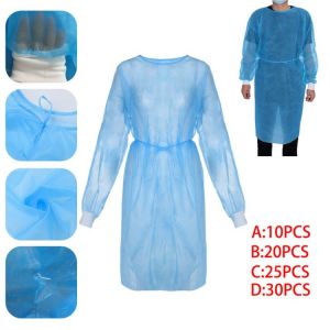 10pc 50pc Disposable Gown with Knit Cuff Protective Isolation Clothes  Anti-Spitting Anti-Stain Nursing Gown Adults Coverall A50