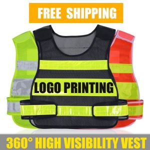 Adjustable mens women vest compony logo printing waistcoat with reflective crystal lattice for outdoor work and sport  free pos