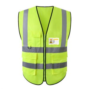 High Visibility Zipper Front Safety Vest With Reflective Strips Yellow Motorcycle Vest Riding