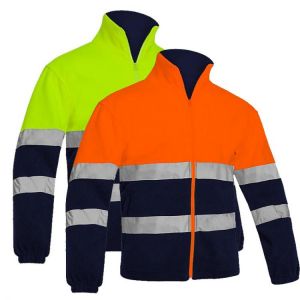 Men's Two Tone High Visibility Reflective Polar Fleece Jacket Safety Jacket Warm Work Wear