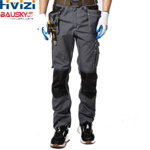 Men's Mens Working Trousers Working Cargo Clothes Cotton Polyester Workwear Pants Multi-pockets Tool Men Safety Pants