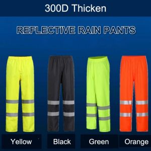 Waterproof Rain Pants Reflective Outdoor Fishing Riding Work Pants Wear-resistant Oxford Cloth Men Women Trousers