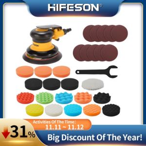 HIFESON 5 Inch 125MM Non Vacuum Pneumatic Air Sander Polishing Machine for Car Paint Care and Rust Removal